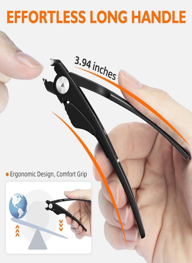 DRMODE Slanted Nail Clippers for Men Thick Ingrown Nails, Large Toenail Clippers for Seniors with Wide Jaw Opening, Heavy Duty Long Handled Nail Cutter - Image 2
